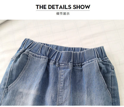 IENENS Spring Light Blue Children's Jeans Boy Denim Trousers Kids Clothes Baby Boys Elastic Waist Pants Slim Jeans For Boy