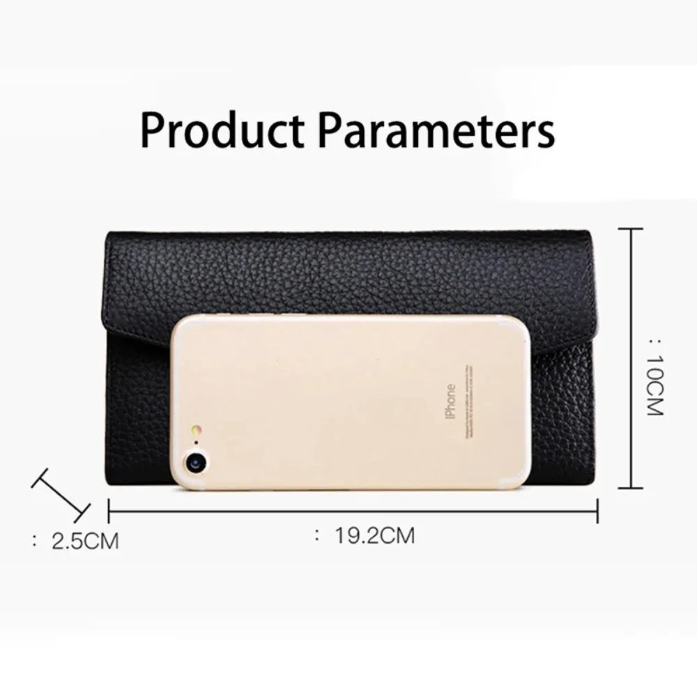 Genuine Leather Women's Wallets	Long Handbags Luxury Designer Purses for Women Credit	Card Holder Wallet Carteras Para Mujer