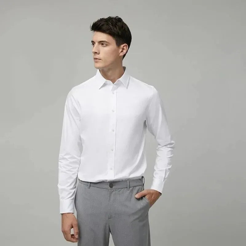 New Quality Anti-Wrinkle Men Shirt Long Sleeves Dress Shirts For Men Slim Fit Camisa Social Business Office White Shirt 5XL