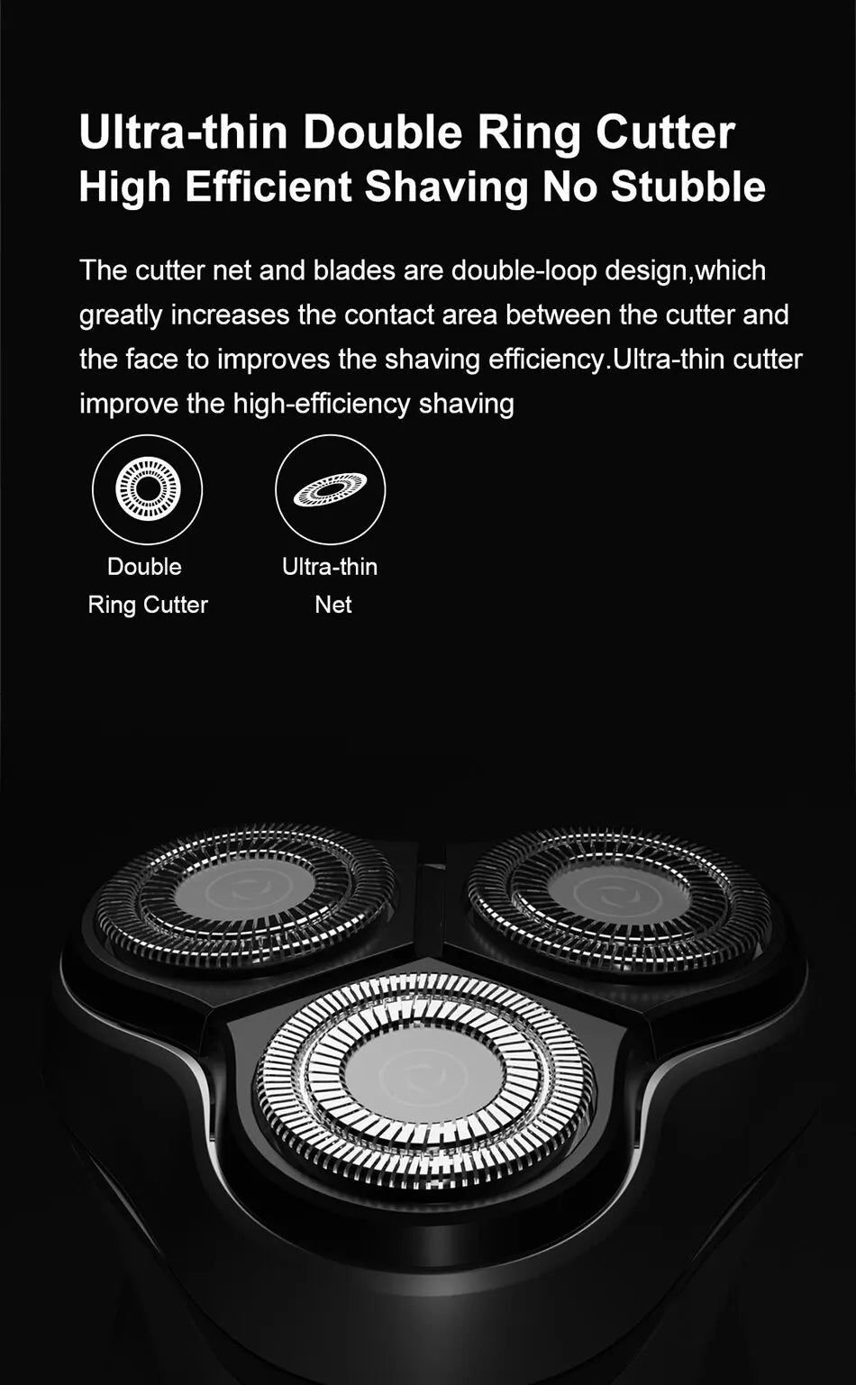 Blackstone Electrical Rotary Shaver for Men 3D Floating Blade Washable USB Rechargeable Shaving Beard Machine