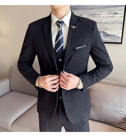 Traje De Boda De Alta Calidad Para Hombre, Traje Profesional De Negocios A La Moda, Chaleco Y Pantalones, Conjunto De 3/2 Piezas