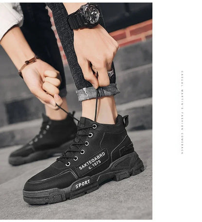 Shoes Man High Top Boots Comfort Botas Outdoor Fashion Desert Shoes Men's Platform Work Boot Wear-resistant Hiking Boot