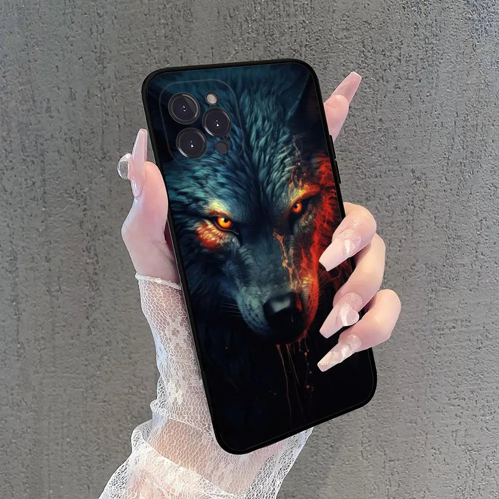 Wolf Lion Tiger Animal Phone Case For iPhone 15 14 11 12 13 Mini Pro XS Max Cover 7 8 Plus X XR Funda Shell