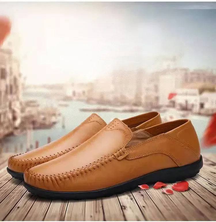 Shoes Men Leather Spring Loafers Slip on Business Casual Leather Shoes Classic Soft Moccasins Hombre Breathable Flats Shoes