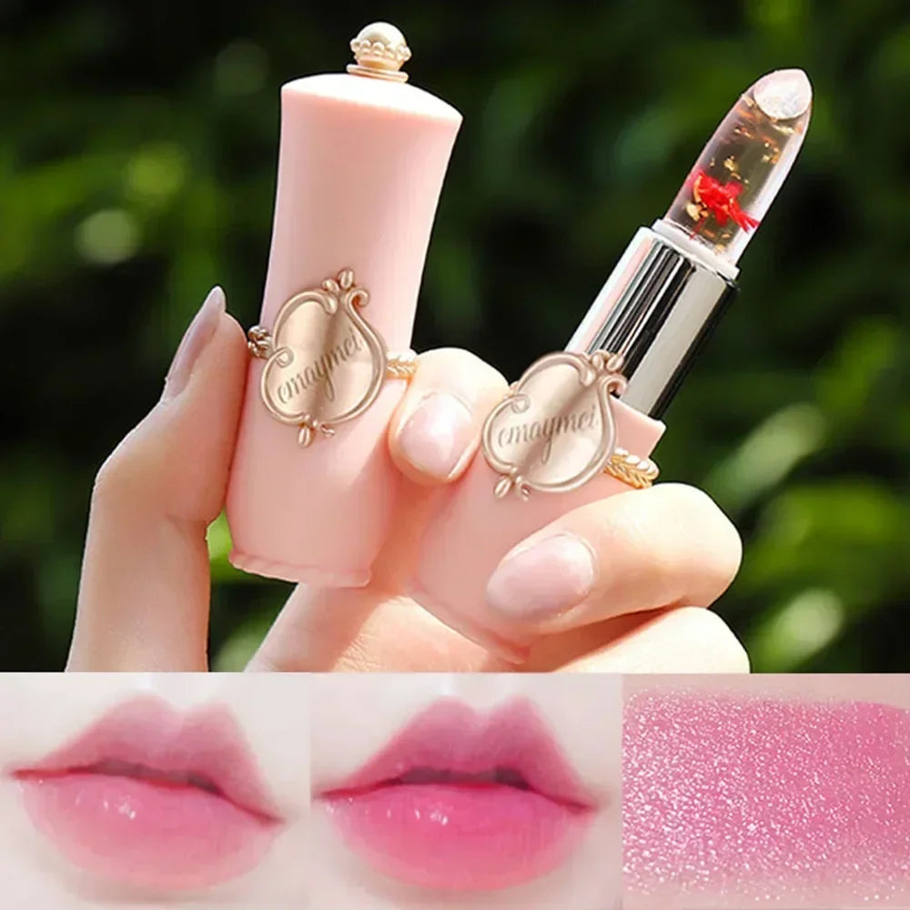 Dried Flower Jelly Lip Balm Lipstick Transparent Waterproof Crystal Lip Oil Hydrating Lip Gloss Plumper Clear Lip Plumper Makeup