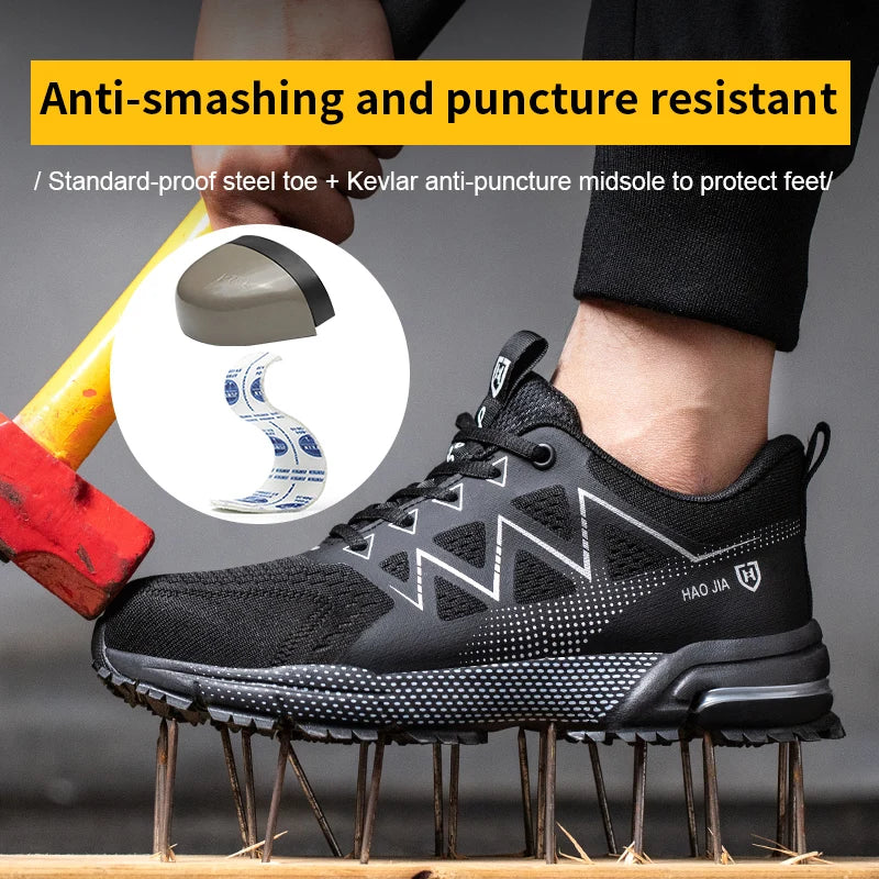ZLMY Fashion Safety Shoes Men Steel Toe Sneaker Puncture Proof Work Boots Anti-smash Man Safety Boots Male Industrial Work Shoes