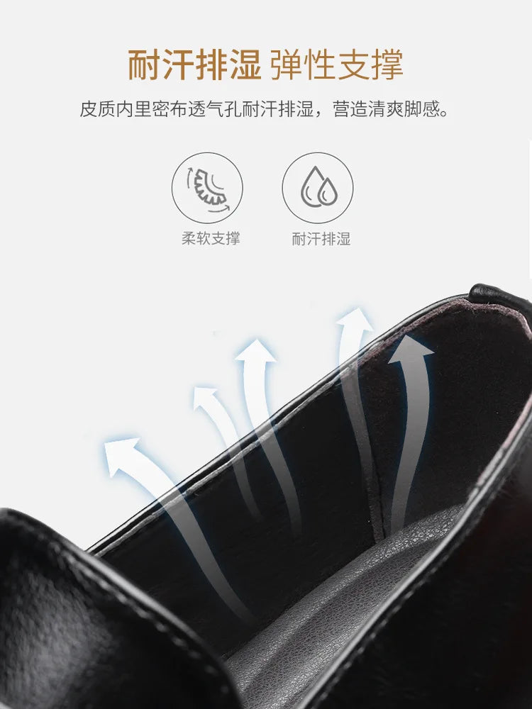 Men's Shoes Loafers Dress Man British Casual Single Leather Small Square Toe Mens Genuine Shoe Formal Black Elegant Good Quality