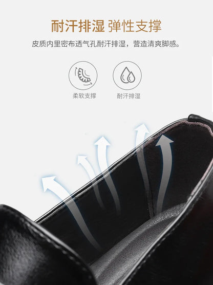 Men's Shoes Loafers Dress Man British Casual Single Leather Small Square Toe Mens Genuine Shoe Formal Black Elegant Good Quality