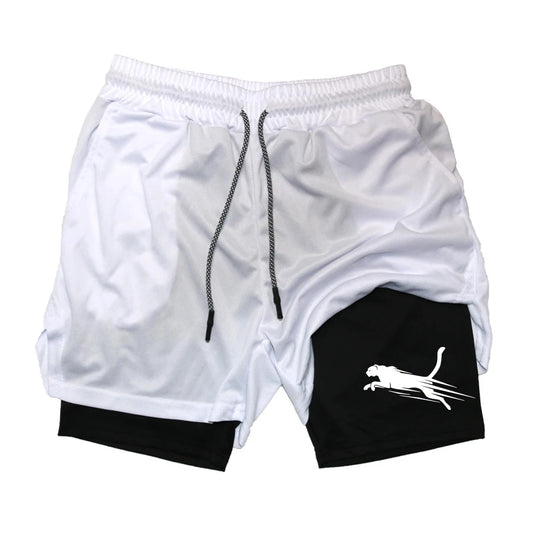 Summer Men's Gym Fitness Workout Shorts Quick-drying Two-in-one Sports Compression Double-layer Shorts Casual Daily M-3XL