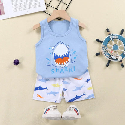 Fashion Kids Clothes Boys Girls Sets Top Shorts 2PCS 100% Cotton Soft Summer Children Baby Cloths T-shirt Shorts Toddler Suit
