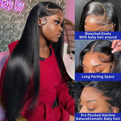  40 42 Inch Straight Human Hair Wigs 13x4 13X6 HD Lace Frontal Wig 300% Density Human Hair Remy Invisible Swiss Lace Wigs For Women