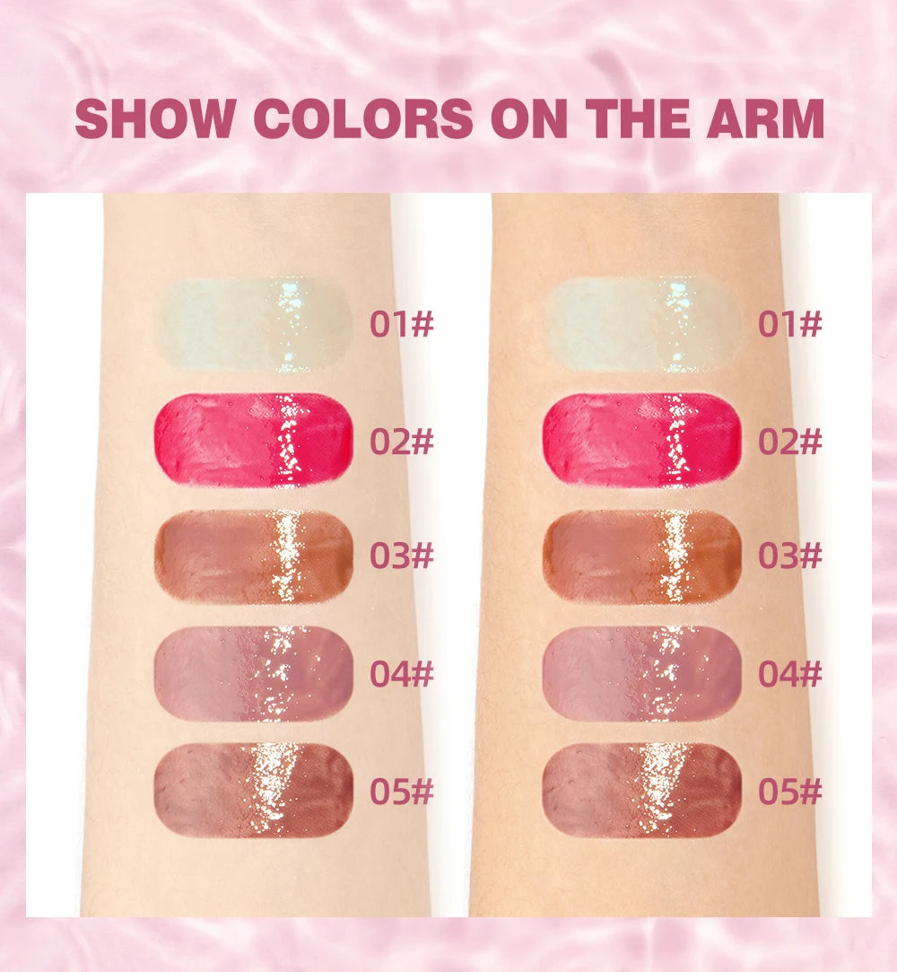 Mirror Water Light Jelly Lip Gloss Shiny Mirror Moisturizer Sexy Red Rose Liquid Lipstick Glitter Lip Oil Glass Lip Stain Makeup