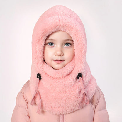 4-14Y Kids' Warm Ear-Protecting Neck Warmer Hat, Thickened Winter Ski Cycling Face Mask Windproof Beanie