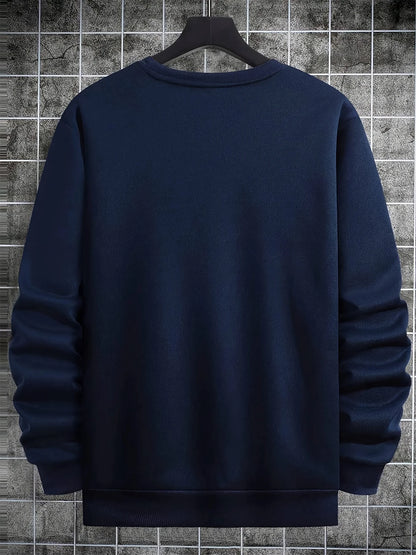Men's autumn and winter casual loose fashion classic Paris letter pattern printed long sleeved round neck sweatshirt