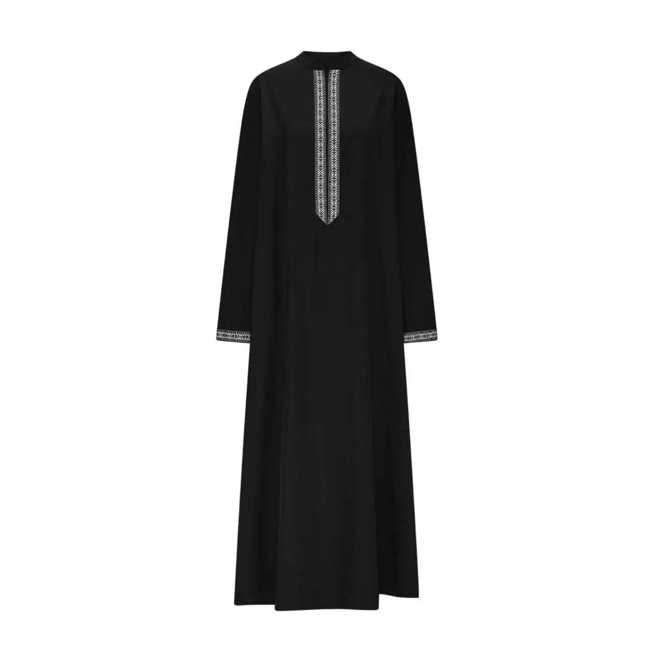 Men's Muslim Robes Middle East Arab Ramadan Islamic Zipper V-neck Loose Clothes Stripe  Casual Long Sleeve Shirt Dress Tunic Top