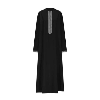 Men's Muslim Robes Middle East Arab Ramadan Islamic Zipper V-neck Loose Clothes Stripe  Casual Long Sleeve Shirt Dress Tunic Top