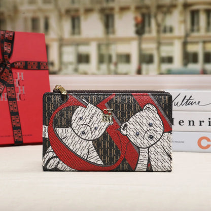 Carolina Herrera NEW Women's Cartoon Long Wallet, Classic PVC Fashion Simple Lightweight All-Match Purse