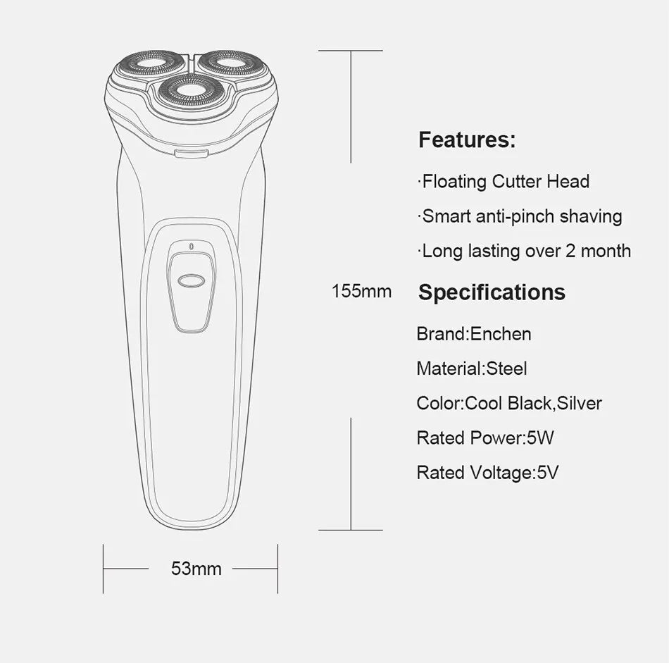 Blackstone Electrical Rotary Shaver for Men 3D Floating Blade Washable USB Rechargeable Shaving Beard Machine