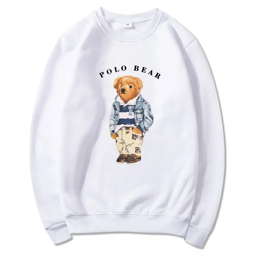 Men's casual and comfortable pullover, fashionable and versatile hooded sweatshirt with teddy bear pattern, sports shirt