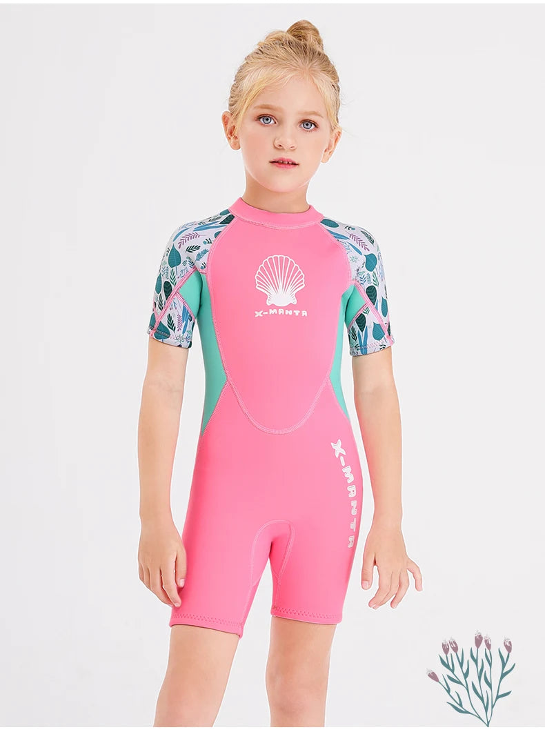 New Jellyfish Neoprene Children Diving Suit Swimwear Girls Short Surfing Swimsuit Wet Suit for Girl Bathing Suit Wetsuit