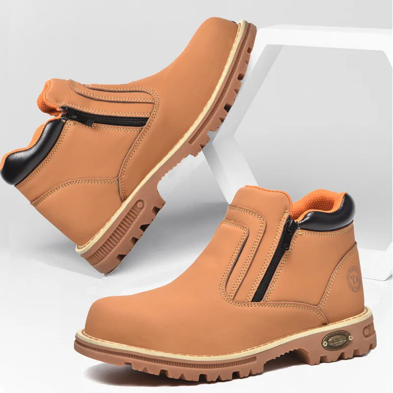 Anti Puncture Anti Smashing Work Boots Safety Steel Toe Shoes Men Waterproof Leather Boots Protective Shoes Safety Men Boots