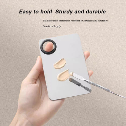 Makeup Mixing Palette Foundation Lipstick Eye Shadow Stainless Steel Mixer Palette with Spatula Mixing Stick Beauty Tools Nail-A