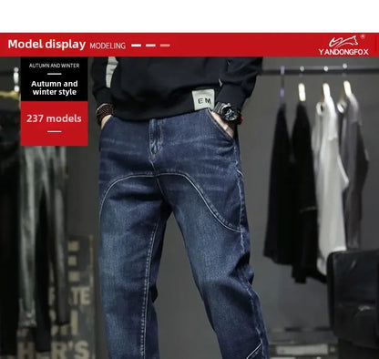 Spring Autumn Men's Jeans Luxury Fashion Plus Size 44 Boyfriend Streetwear Casual Harem Denim Jeans Pants Blue Designer Trousers