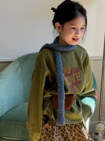 Children's Hoodie 2025 Autumn Girls' Korean Version Long Sleeved Letter Inner with Children's Round Neck Casual Loose Top