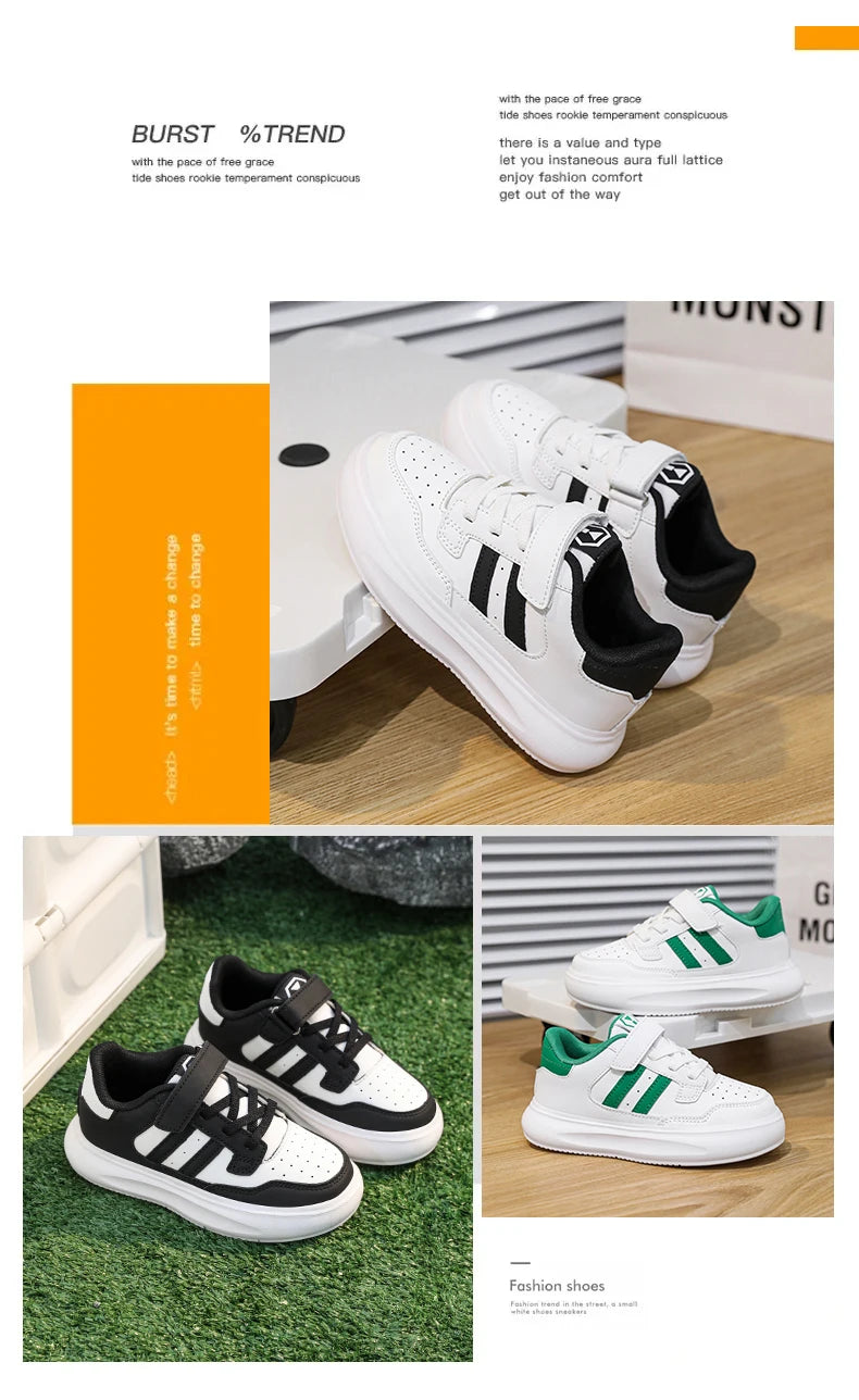 Children's Sneakers Kids Fashion Design Black White Non-slip Casual Shoes for Boys Girls Breathable Sneakers Toddler Outdoor