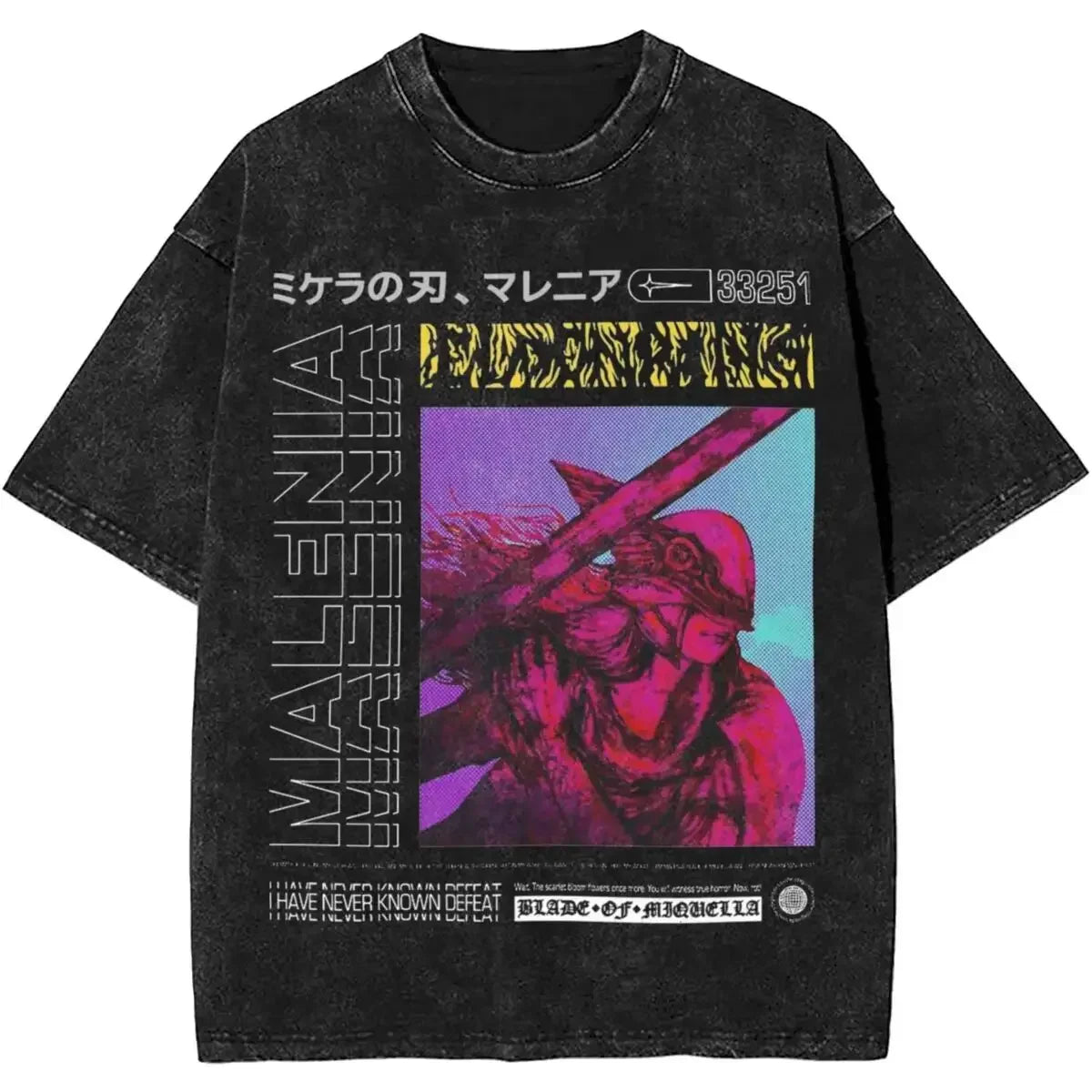 New Arrival Short Sleeved Round Neck Y2k Tshirt Men Clothing New in Top & Tees Mens T-Shirt Malenia Blade Of Miquella Washed