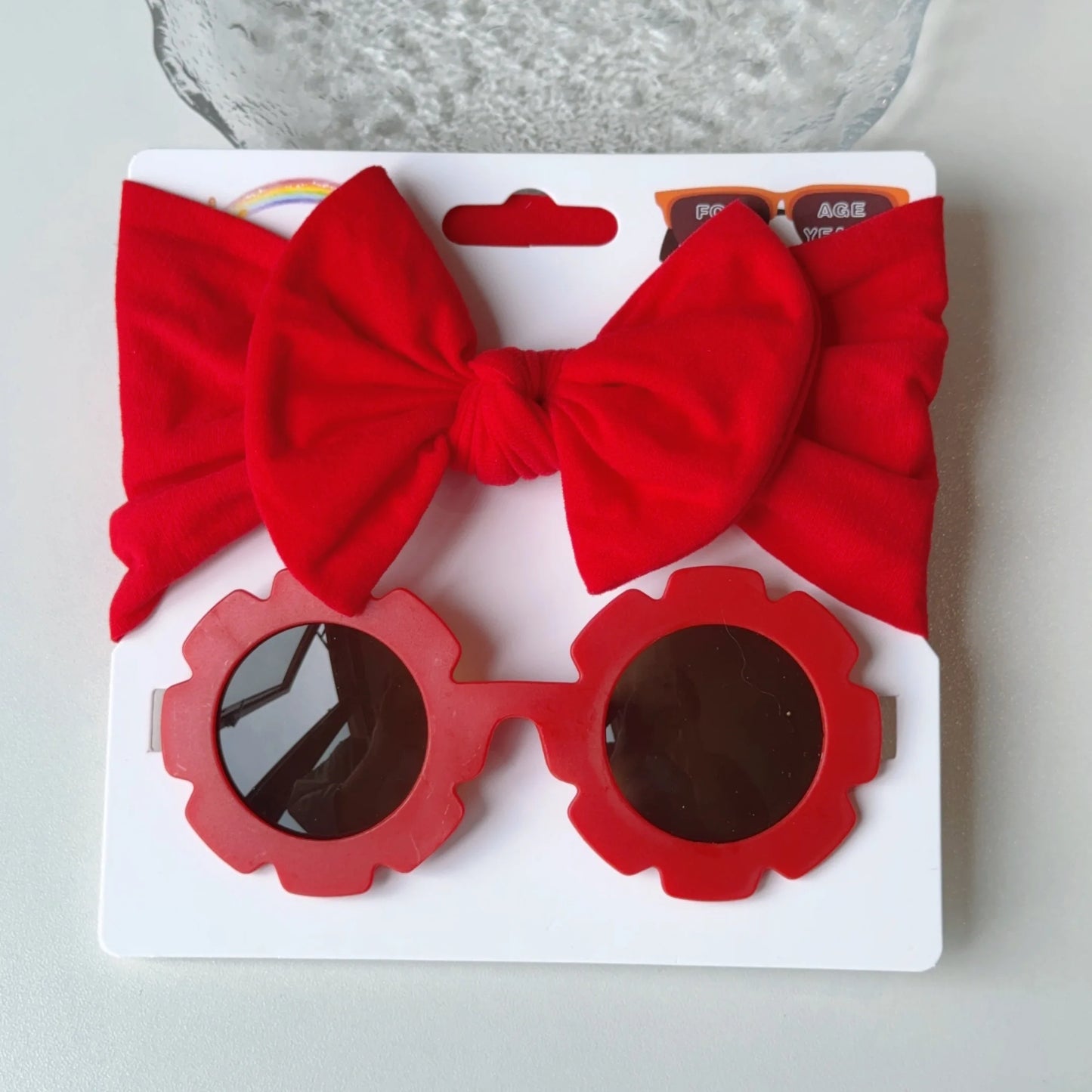 2 Pcs/Set New Children Cute Solid Bowknot Wide Hairbands Heart Sunglasses Hair Bands Baby Kids Headwear Girls Hair Accessories