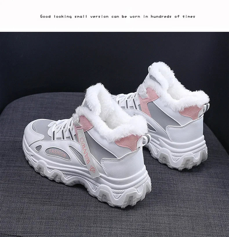 Women's Casual Sneakers Non Slip Comfortable Sports Shoes Women Winter Outdoor Vulcanized Shoes Woman Fleece Walking Trainers