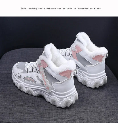 Women's Casual Sneakers Non Slip Comfortable Sports Shoes Women Winter Outdoor Vulcanized Shoes Woman Fleece Walking Trainers
