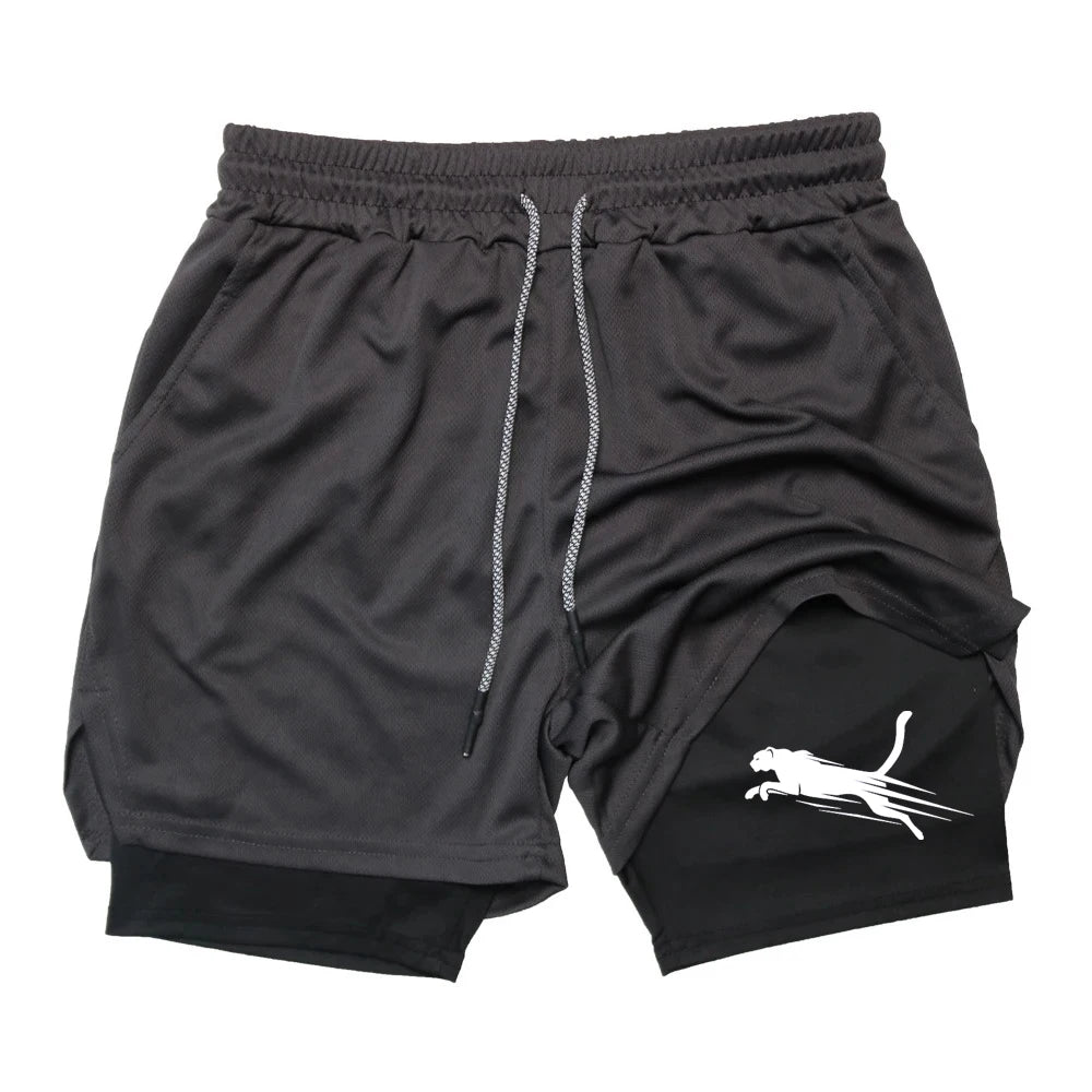Summer Men's Gym Fitness Workout Shorts Quick-drying Two-in-one Sports Compression Double-layer Shorts Casual Daily M-3XL