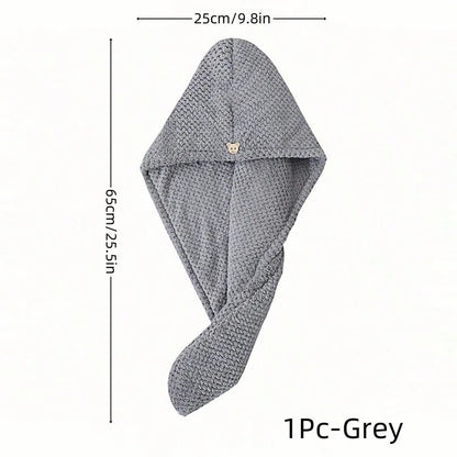 Solid color hair towel Textured dry hair cap 9.8 "X 25.5" absorbent hair towel wrap for button-down women