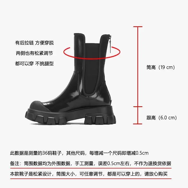 Women Motorcycle Boots Wedges Flat Shoes Woman Spring High Heel Platform Leather Combat Boots Lace Up Shoes Black Girls Platform