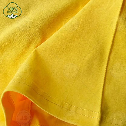 TESM Men Yellow Cotton T-Shirt Men Women Summer Streetwear Fashion Short Sleeve Couple Parent-Child Casual  Cotton Tee