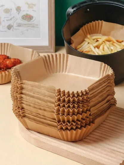 50Pcs Air Fryer Disposable Paper Non-Stick Airfryer Baking Papers Round Air-Fryer Paper Liners Paper Kitchen Accessories