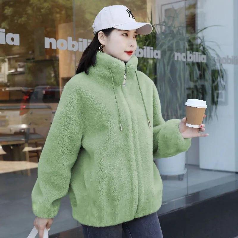 Women Thick Coats Zipper Turtleneck Spliced Long Sleeve Coat Warm Solid Zipper Jackets Outwear Casual Cardigan Lady Winter 2024