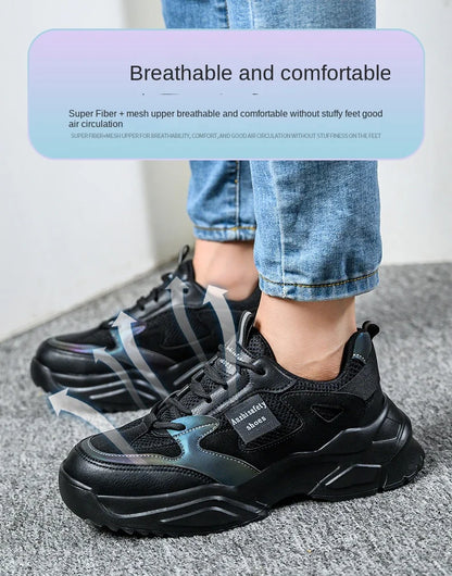 New Fashion 2024 Women's Safety Shoes Sneakers Women Anti-smash Anti-puncture Security Boots Protective Shoes Breathable