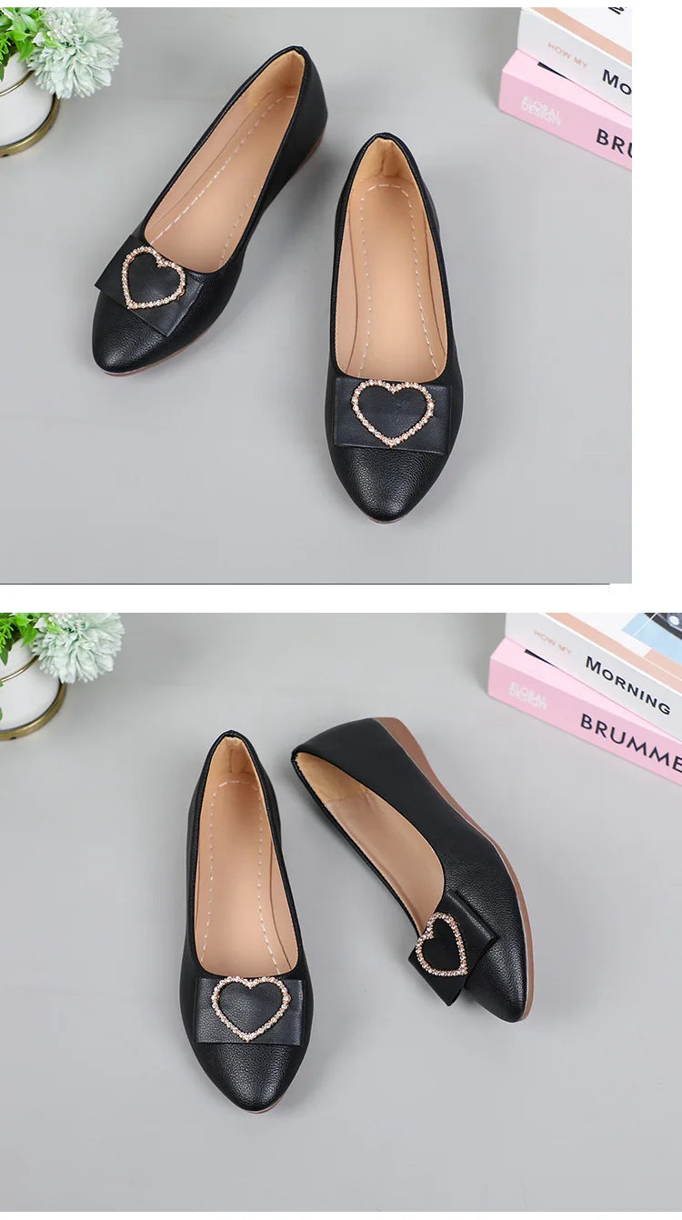 Spring autumn Office Patent Leather Woman Flats Shoes Ballets Metal Buckle Bow Lady Fall Girl Ballerina Dress Pointed Toe Slip