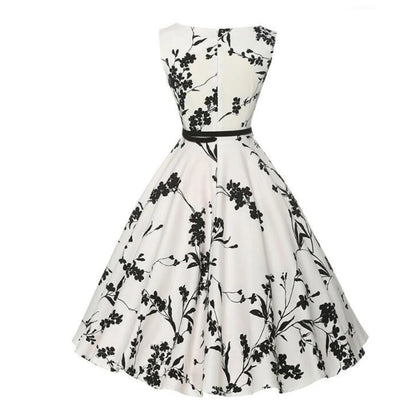 Women Dress Vintage Robe Audrey Hepburn Rockabilly Retro Sleeveless Print Party dresses Summer Vestidos