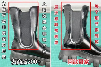 Women Motorcycle Boots Wedges Flat Shoes Woman Spring High Heel Platform Leather Combat Boots Lace Up Shoes Black Girls Platform