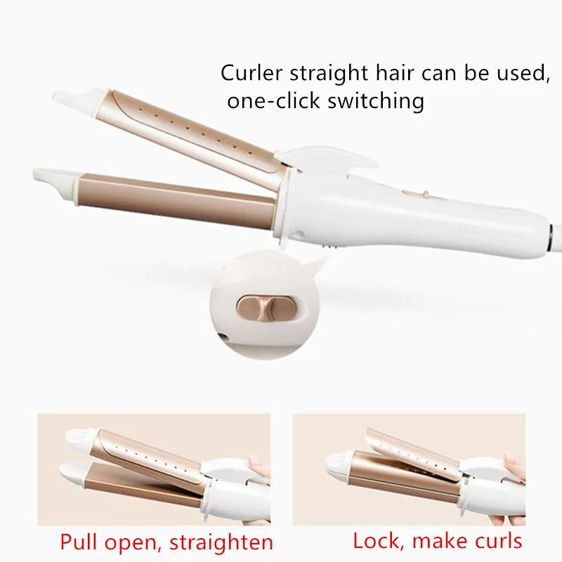 3 In 1 Gold Ceramic Hair Curling Iron Hair Curler Professional Hair Styling Tools Hair Straightener Heated Roller Multifunction