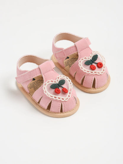 Baby girl sandals summer cherry cloth sole shoes newborn baby shoes first walking shoes