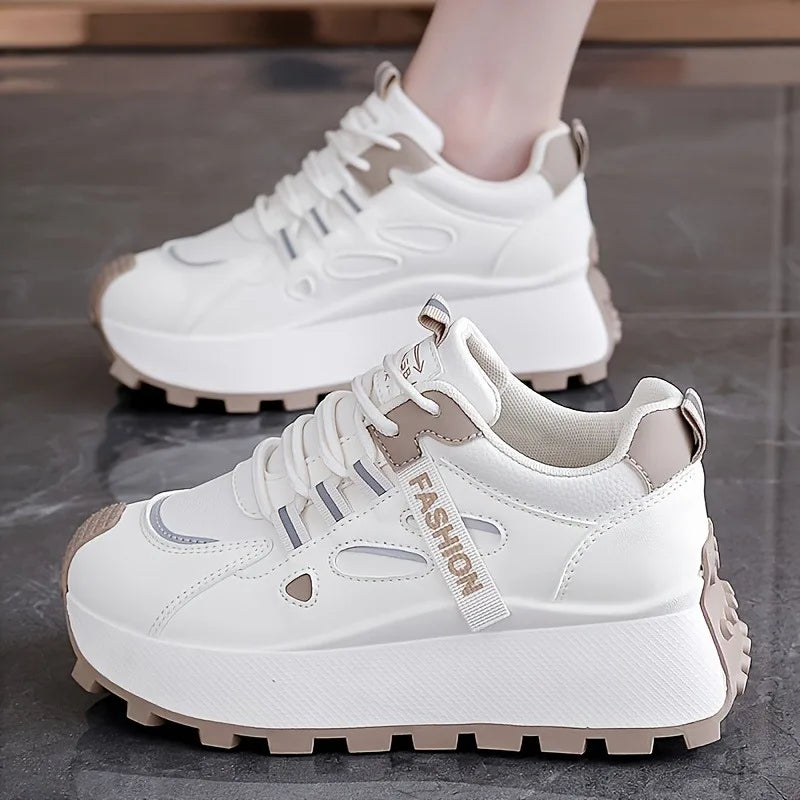 Korean Version of New Dad Shoes for Women, 2025 Spring Autumn Student Sports Running Casual Thick Soled Height Increasing Shoes