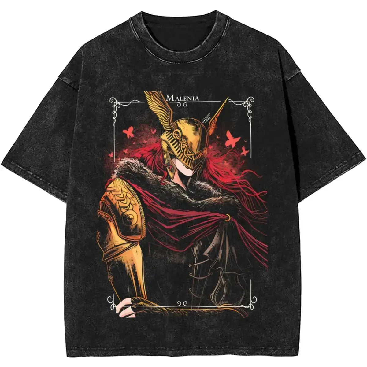 New Arrival Short Sleeved Round Neck Y2k Tshirt Men Clothing New in Top & Tees Mens T-Shirt Malenia Blade Of Miquella Washed