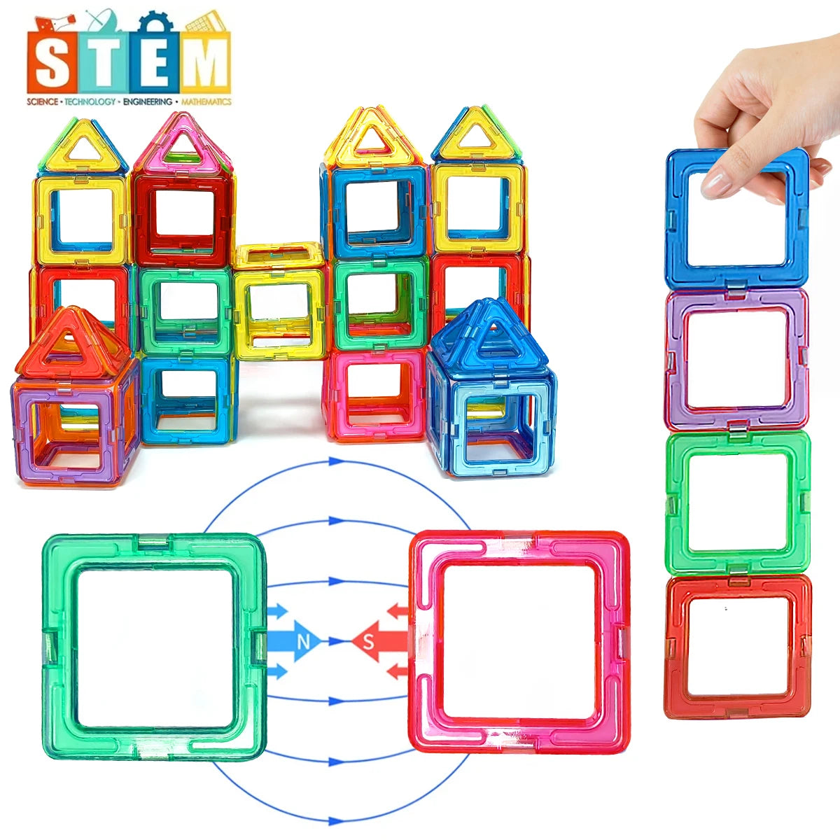 Magnetic Building Blocks DIY Magnets Toys medium size STEM Toys Construction Toys Learning Educational Magnet Toys