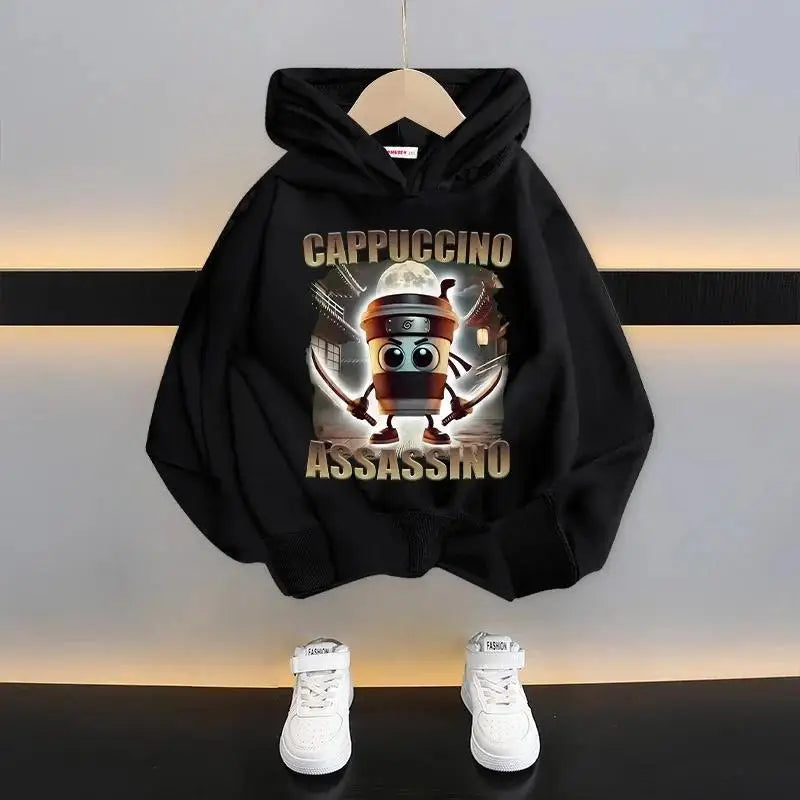 Autumn Cute Italian Brainrot Print Children's Hoodies Funny Cartoon Graphic Kids Fashion Girl Sweatshirts Casual Boy Pullover