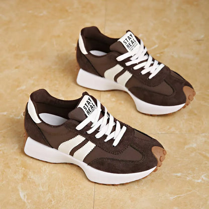 2026 Spring Retro Platform Women's Sneakers Summer Casual Patchwork Leather Sneakers Women's Outdoor Casual Comfort Shoes